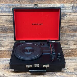 Crosley CR8005DBK Cruiser 3-Speed Record Player Bluetooth Black Red Tested Video